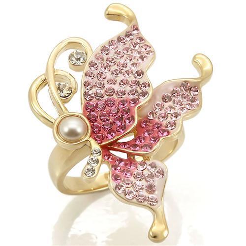 Gold Brass Ring with Top Grade Crystal  in Multi Color