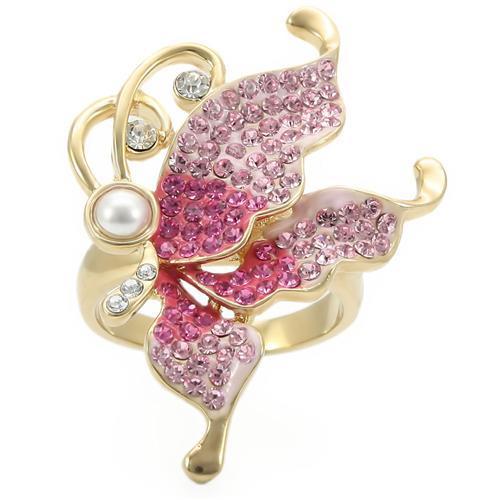 Gold Brass Ring with Top Grade Crystal  in Multi Color