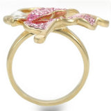 Gold Brass Ring with Top Grade Crystal  in Multi Color