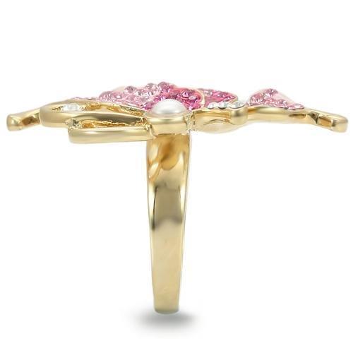 Gold Brass Ring with Top Grade Crystal  in Multi Color