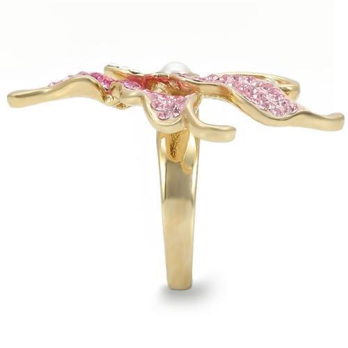 Gold Brass Ring with Top Grade Crystal  in Multi Color