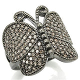 Ruthenium Brass Ring with AAA Grade CZ  in Champagne