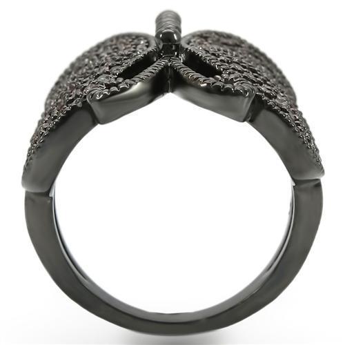 Ruthenium Brass Ring with AAA Grade CZ  in Champagne