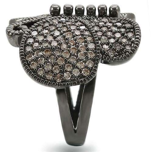 Ruthenium Brass Ring with AAA Grade CZ  in Champagne