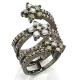 Ruthenium Brass Ring with AAA Grade CZ  in Multi Color
