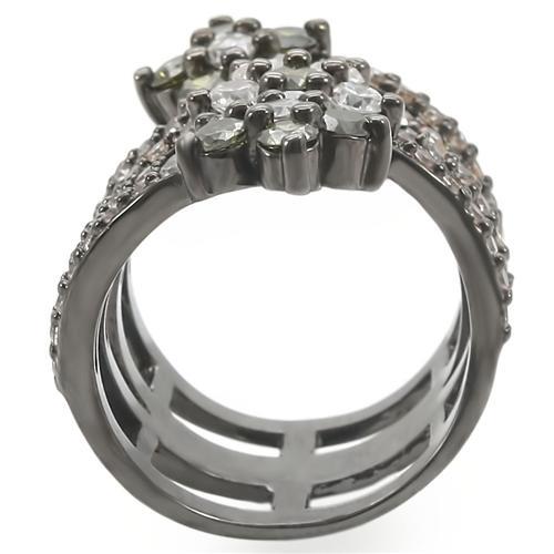 Ruthenium Brass Ring with AAA Grade CZ  in Multi Color