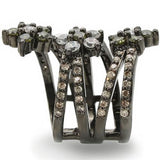 Ruthenium Brass Ring with AAA Grade CZ  in Multi Color