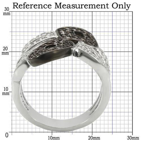 Rhodium + Ruthenium Brass Ring with AAA Grade CZ  in Champagne