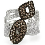 Rhodium + Ruthenium Brass Ring with AAA Grade CZ  in Champagne
