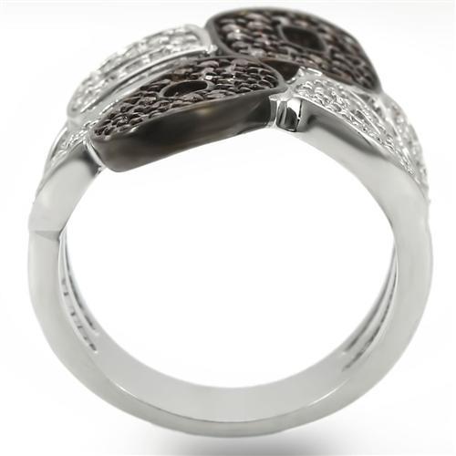 Rhodium + Ruthenium Brass Ring with AAA Grade CZ  in Champagne