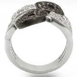 Rhodium + Ruthenium Brass Ring with AAA Grade CZ  in Champagne