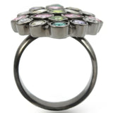 Ruthenium Brass Ring with AAA Grade CZ  in Multi Color