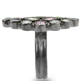 Ruthenium Brass Ring with AAA Grade CZ  in Multi Color