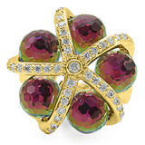 Gold Plated Brass Ring with Top Grade Crystal  in Multi Color