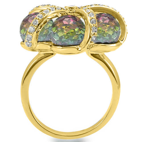 Gold Plated Brass Ring with Top Grade Crystal  in Multi Color