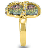 Gold Plated Brass Ring with Top Grade Crystal  in Multi Color