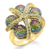 Gold Plated Brass Ring with Top Grade Crystal  in Multi Color