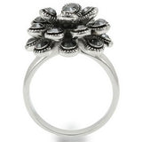 Rhodium Brass Ring with Top Grade Crystal  in Jet