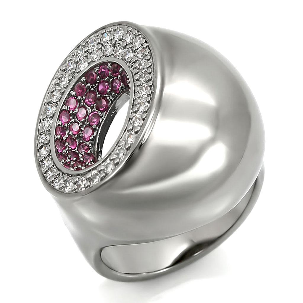 Ruthenium Brass Ring with Synthetic Garnet in Ruby