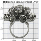 Ruthenium Brass Ring with Top Grade Crystal  in Jet