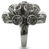 Ruthenium Brass Ring with Top Grade Crystal  in Jet