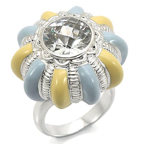 Rhodium Brass Ring with AAA Grade CZ  in Clear