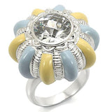 Rhodium Brass Ring with AAA Grade CZ  in Clear