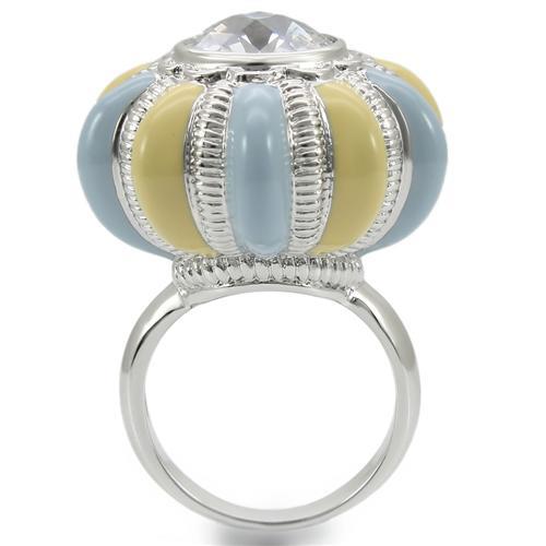Rhodium Brass Ring with AAA Grade CZ  in Clear