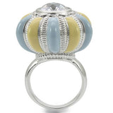 Rhodium Brass Ring with AAA Grade CZ  in Clear