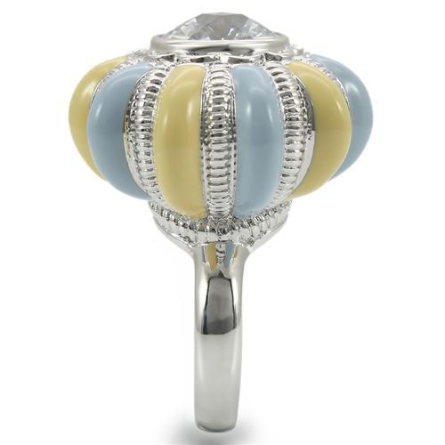 Rhodium Brass Ring with AAA Grade CZ  in Clear