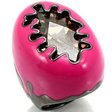 Ruthenium Brass Ring with AAA Grade CZ  in Champagne