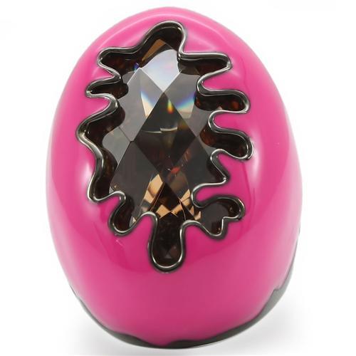 Ruthenium Brass Ring with AAA Grade CZ  in Champagne