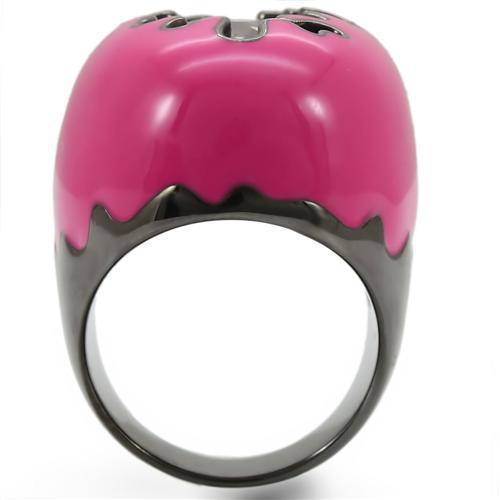 Ruthenium Brass Ring with AAA Grade CZ  in Champagne