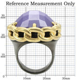 Gold+Ruthenium Brass Ring with Milky CZ  in Tanzanite