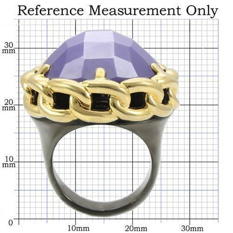 Gold+Ruthenium Brass Ring with Milky CZ  in Tanzanite