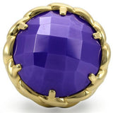 Gold+Ruthenium Brass Ring with Milky CZ  in Tanzanite