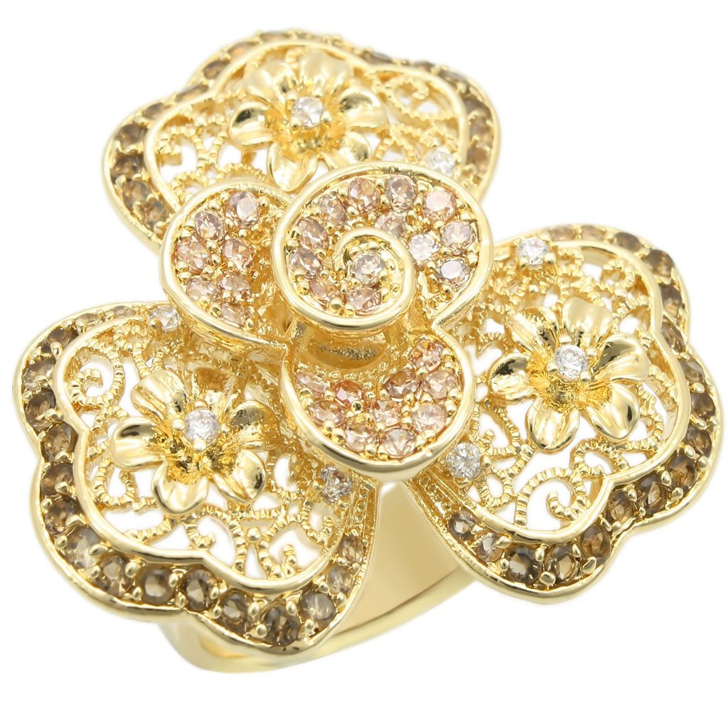 Gold Brass Ring with AAA Grade CZ  in Multi Color
