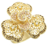 Gold Brass Ring with AAA Grade CZ  in Multi Color