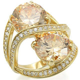Gold Brass Ring with AAA Grade CZ  in Champagne