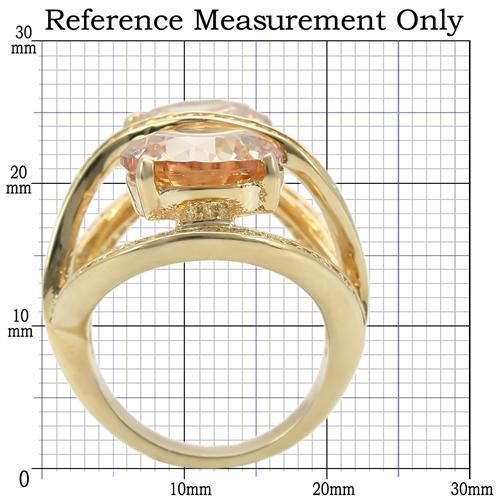 Gold Brass Ring with AAA Grade CZ  in Champagne