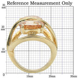 Gold Brass Ring with AAA Grade CZ  in Champagne