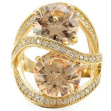 Gold Brass Ring with AAA Grade CZ  in Champagne