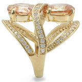 Gold Brass Ring with AAA Grade CZ  in Champagne