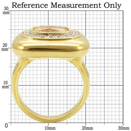 Gold+Rhodium Brass Ring with AAA Grade CZ  in Champagne