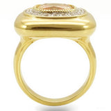 Gold+Rhodium Brass Ring with AAA Grade CZ  in Champagne
