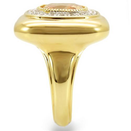 Gold+Rhodium Brass Ring with AAA Grade CZ  in Champagne