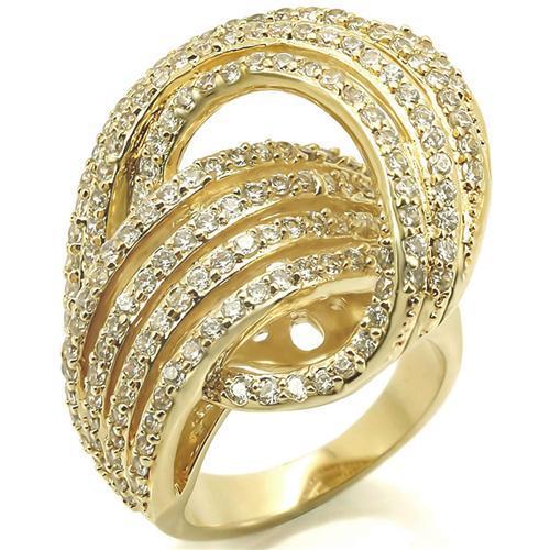 Gold Brass Ring with AAA Grade CZ  in Clear