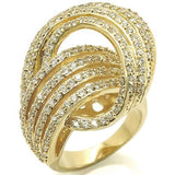 Gold Brass Ring with AAA Grade CZ  in Clear