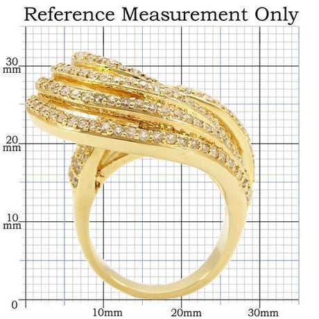 Gold Brass Ring with AAA Grade CZ  in Clear