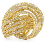 Gold Brass Ring with AAA Grade CZ  in Clear